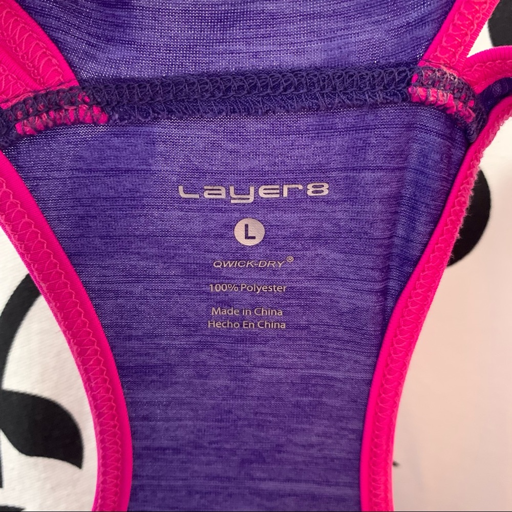 Layer8 Racerback Solid Purple With Pink Trim Tank… - image 7